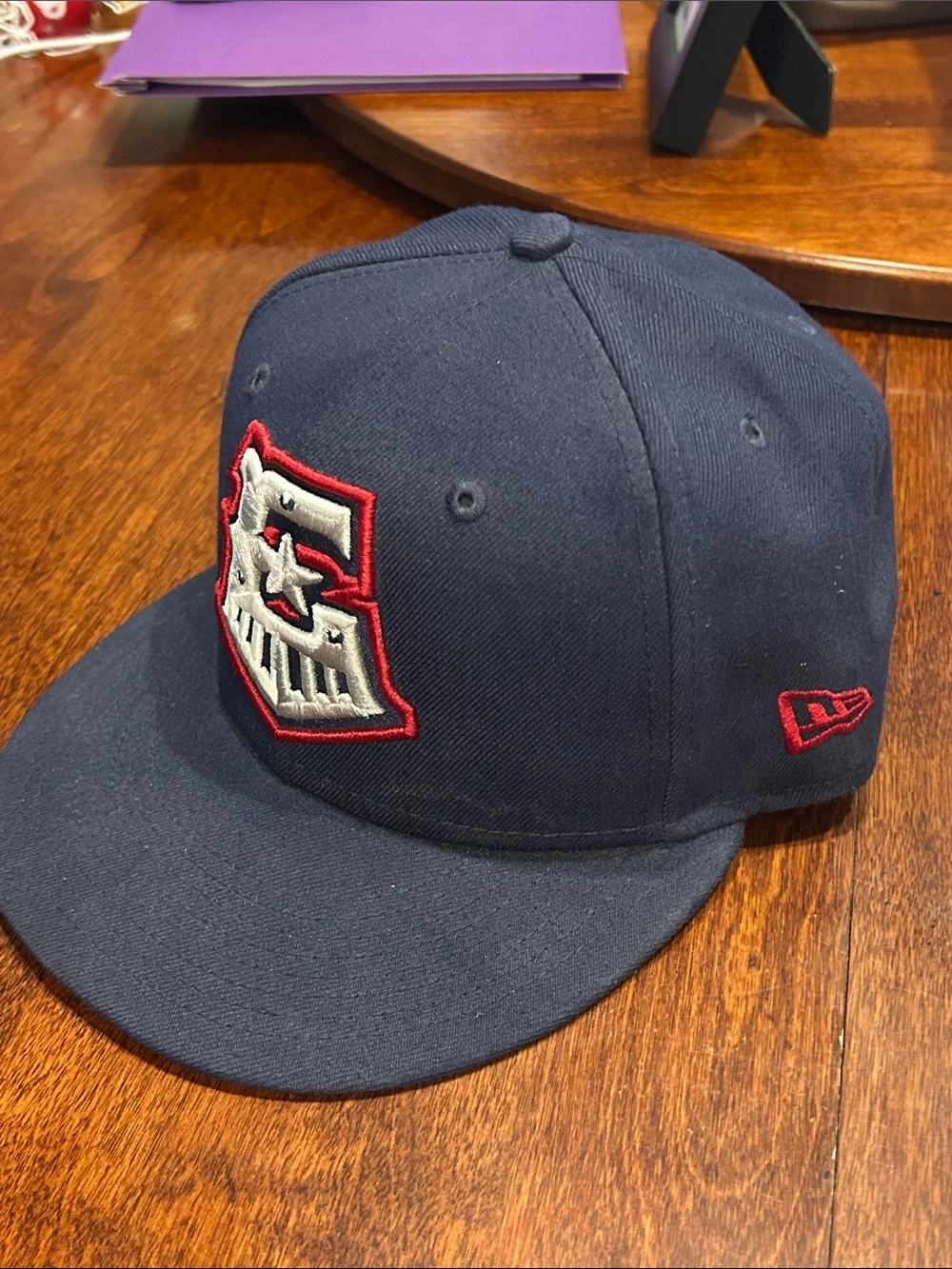 Round Rock Express 59Fifty Fitted New Era Navy Game Hat E Train Logo 6 7/8